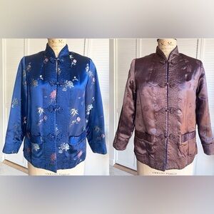 Vintage Chinese Reversible Satin Jacket, no size tag but would say S/M